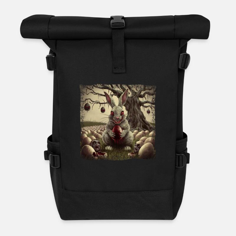 Gruseliger Zombie Osterhase Horror - Rolltop Rucksack - Schwarz