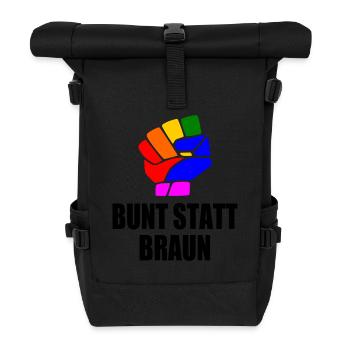 bunt statt braun - Rolltop Rucksack - Schwarz - Vorne