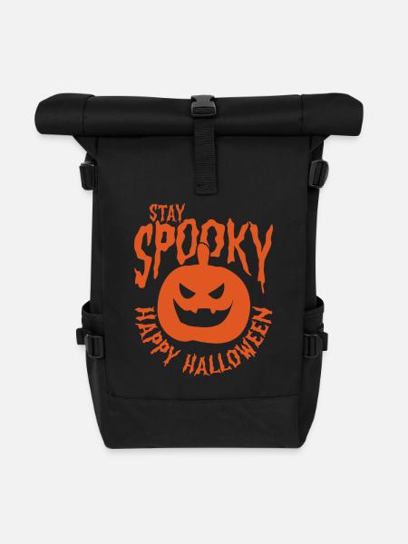 Bleib Gruselig-Halloween Kürbis - Rolltop Rucksack - Schwarz