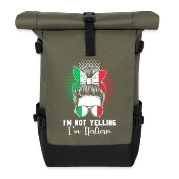 Italian Italy Funny Saying Gift Idea - Roll Top Backpack - olive/black - Front