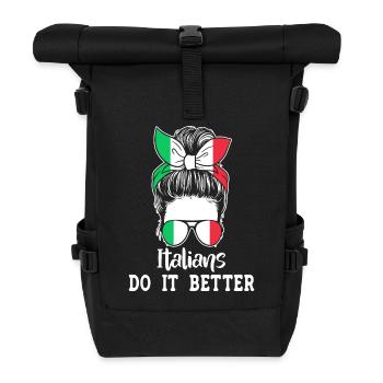 Italian Italy Funny Saying Gift Idea - Roll Top Backpack - black - Front