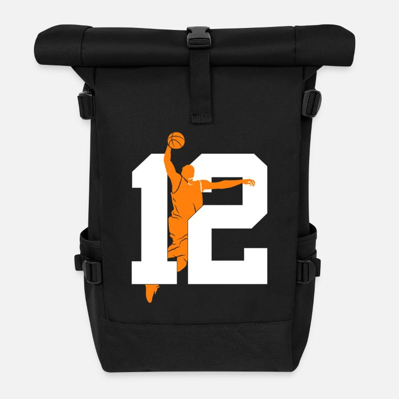 NUMMER 12 BASKETBALL 12. GEBURTSTAG - Rolltop Rucksack - Schwarz