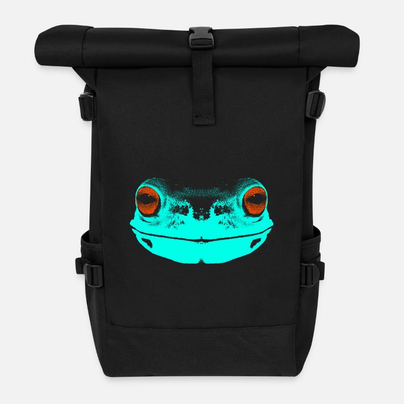Frosch / Gesicht / farbig - Rolltop Rucksack - Schwarz