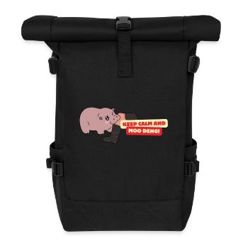 Moo Deng Attack! - Rolltop Rucksack - Schwarz - Vorne