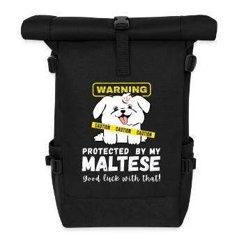 Drôle d’avertissement maltais - Protégé par mon chien - Sac à dos roll top - noir - Devant
