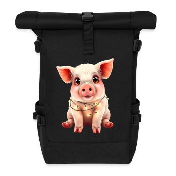 Schwein Weihnachten Weihnachtspullover lustig süß - Rolltop Rucksack - Schwarz - Vorne