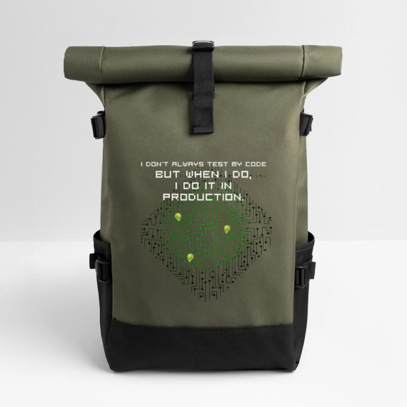 test code nerd joke spruch pc programmierer geek i Rolltop Rucksack