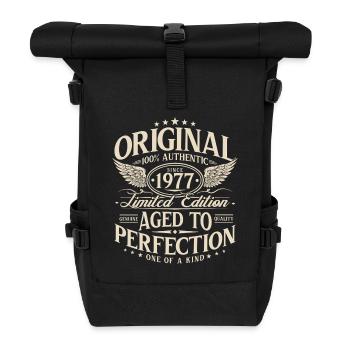 Original 1977 Jahrgang Vintage Retro Geburtstag - Rolltop Rucksack - Schwarz - Vorne