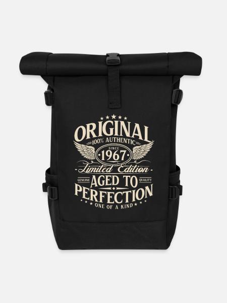 Original 1967 Jahrgang Vintage Retro Geburtstag - Rolltop Rucksack - Schwarz