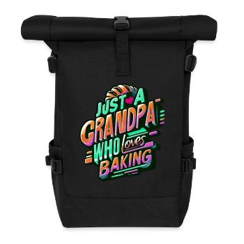 Grandpa is a baker, our grandpa likes to bake - Roll Top Backpack - black - Front
