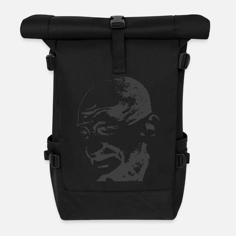 Mahatma Gandhi in black - Roll Top Backpack - black