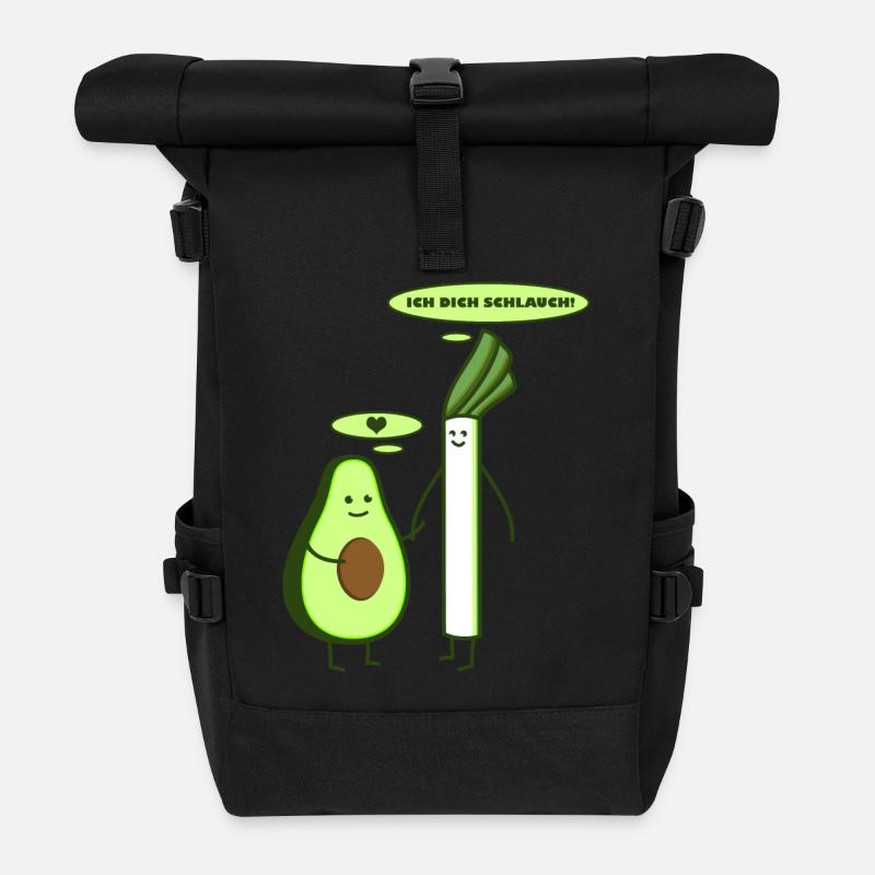 Lauch und Avocado - Rolltop Rucksack - Schwarz