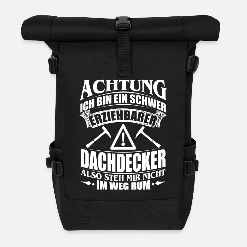 DACHDECKER HANDWERK HANDWERKER BERUF GESCHENK BAU - Rolltop Rucksack - Schwarz