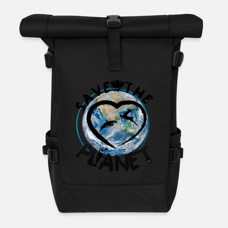 Mather Nature 🐢 - Rolltop Rucksack - Schwarz