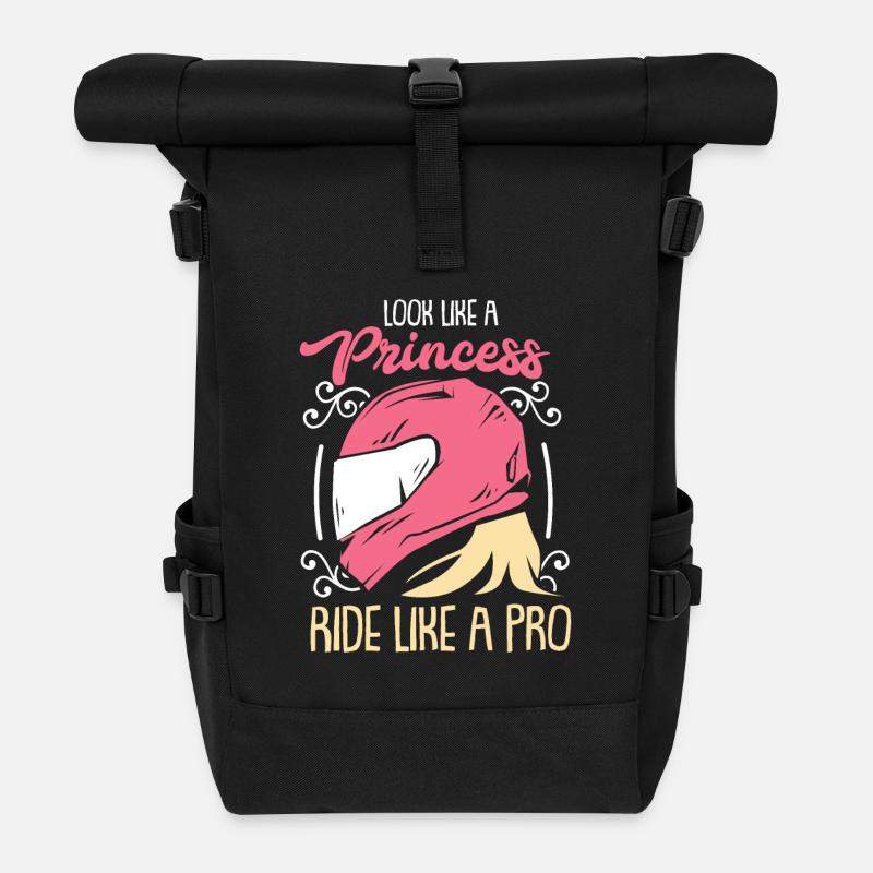 Frauen Motorrad Geschenk - Rolltop Rucksack - Schwarz