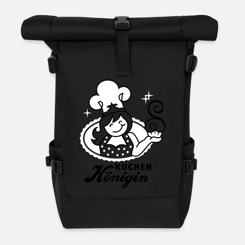 Küchen Königin - kitchen queen 2C - Rolltop Rucksack - Schwarz