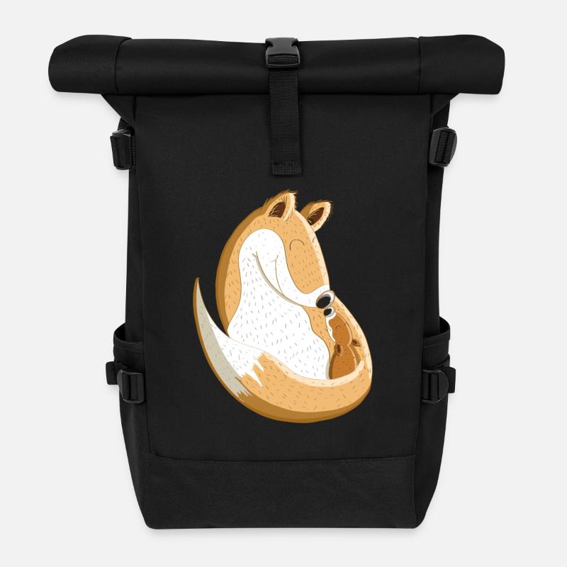 Fuchs Mit Baby I Schwangerschaft I Kinder Geschenk - Rolltop Rucksack - Schwarz