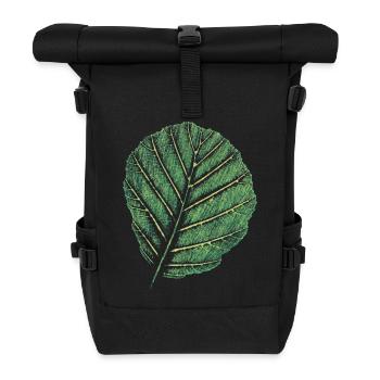 Feuille Erle / Impression d’art originale - Sac à dos roll top - noir - Devant