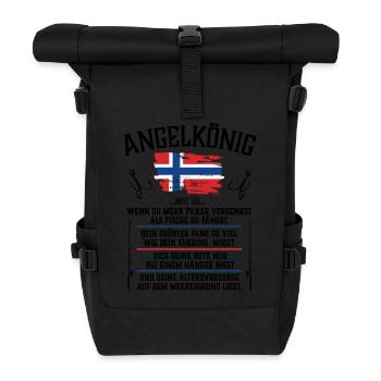 Angelkönig- Norwegen - Rolltop Rucksack - Schwarz - Vorne
