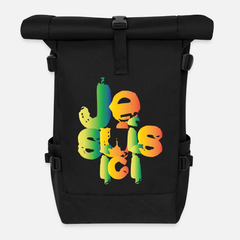 Ich bin hier - Rolltop Rucksack - Schwarz