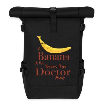 A Banana a day keeps the doctor away - Roll Top Backpack - black - Front