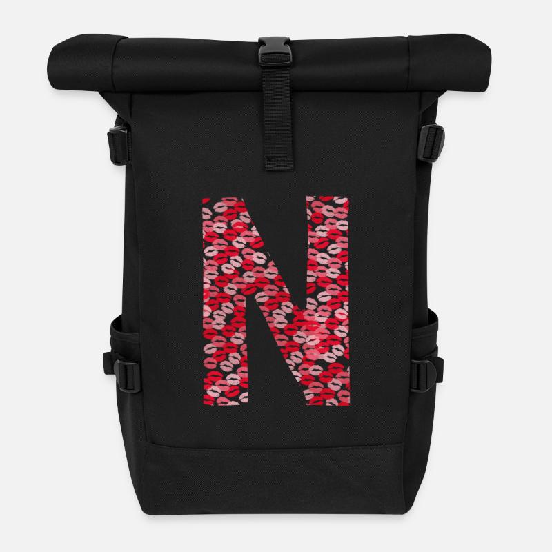Kiss Hemd - Buchstabe N - Rolltop Rucksack - Schwarz
