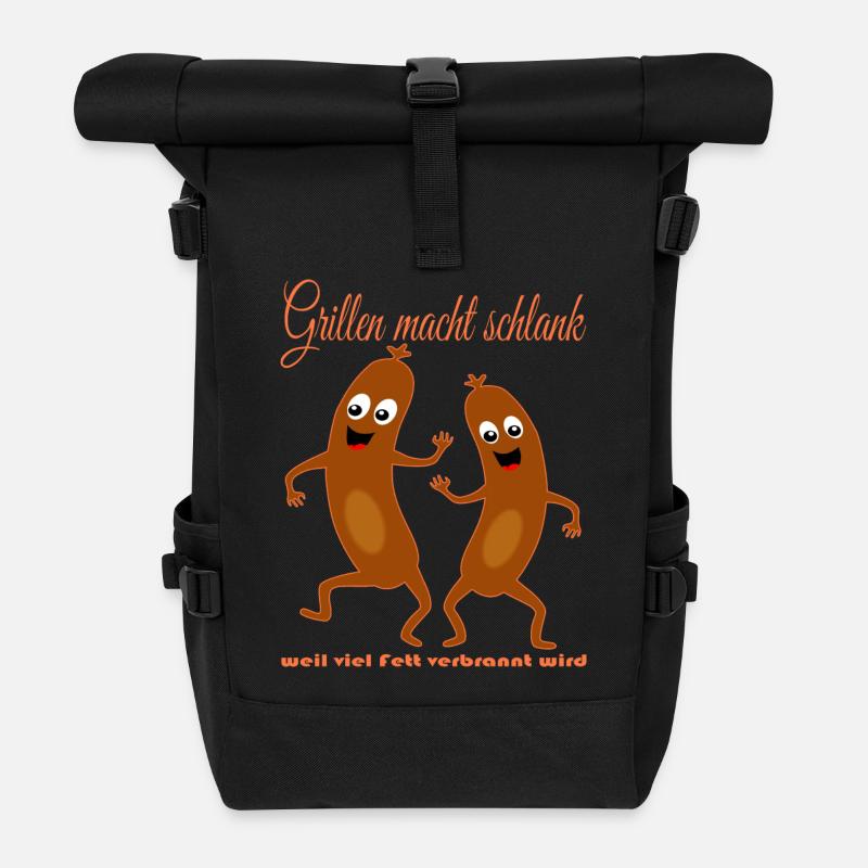 Lustige Würstchen Grillen - Rolltop Rucksack - Schwarz