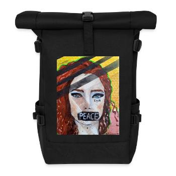 Live PEACE - Rolltop Rucksack - Schwarz - Vorne