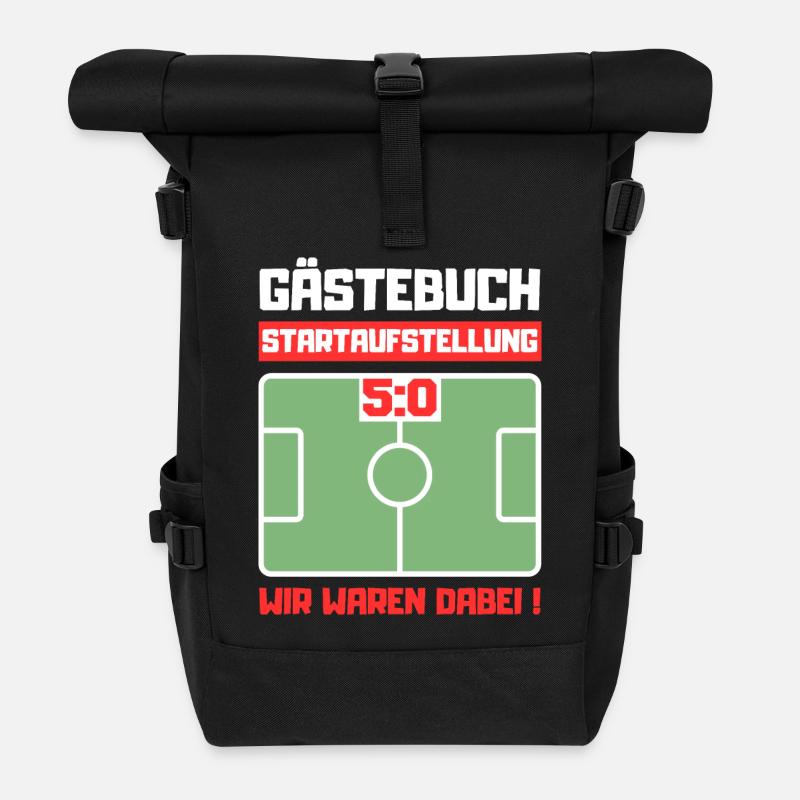 Gästebuch 50. Geburtstag Fußball - Rolltop Rucksack - Schwarz