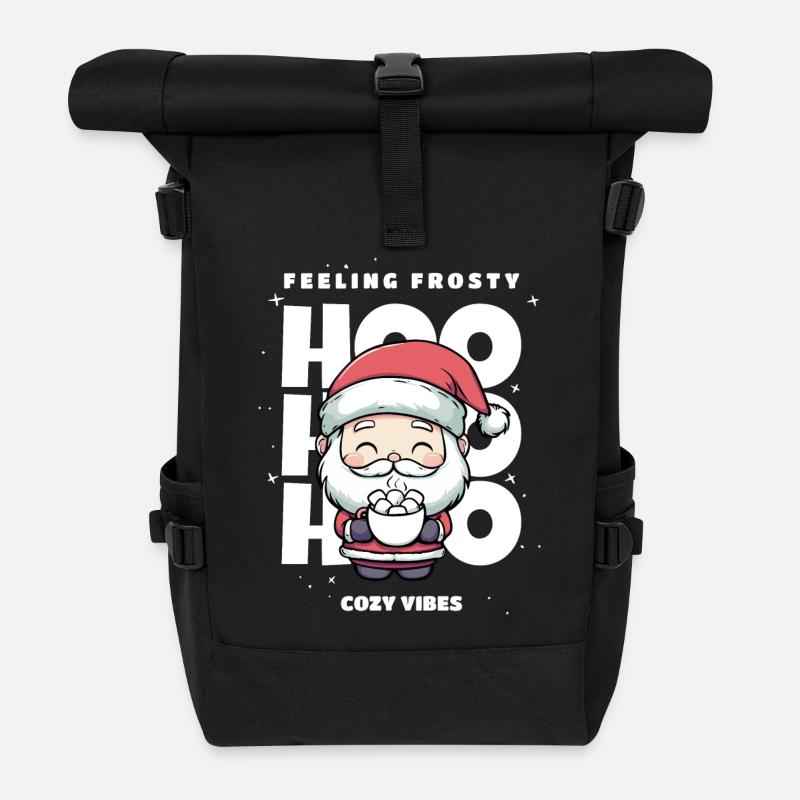 Christmas Sweater - Santa, Gift - Roll Top Backpack - black