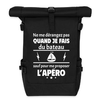 Ne me dérangez pas quand je fais du bateau, noël - Sac à dos roll top - noir - Devant