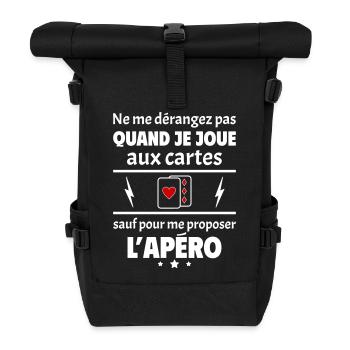 Ne me dérangez pas quand je joue aux cartes, noël - Sac à dos roll top - noir - Devant