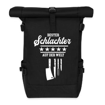 Bester Schlachter Schlachterei Metzger Meister - Rolltop Rucksack - Schwarz - Vorne