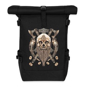 Valhalla Siegel Wikinger Schädel Skelett Goth - Rolltop Rucksack - Schwarz - Vorne