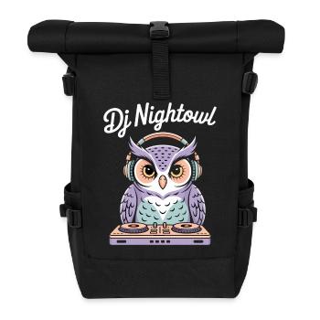 Dj Nightowl Eule Mit Kopfhörern Am Mischpult - Rolltop Rucksack - Schwarz - Vorne