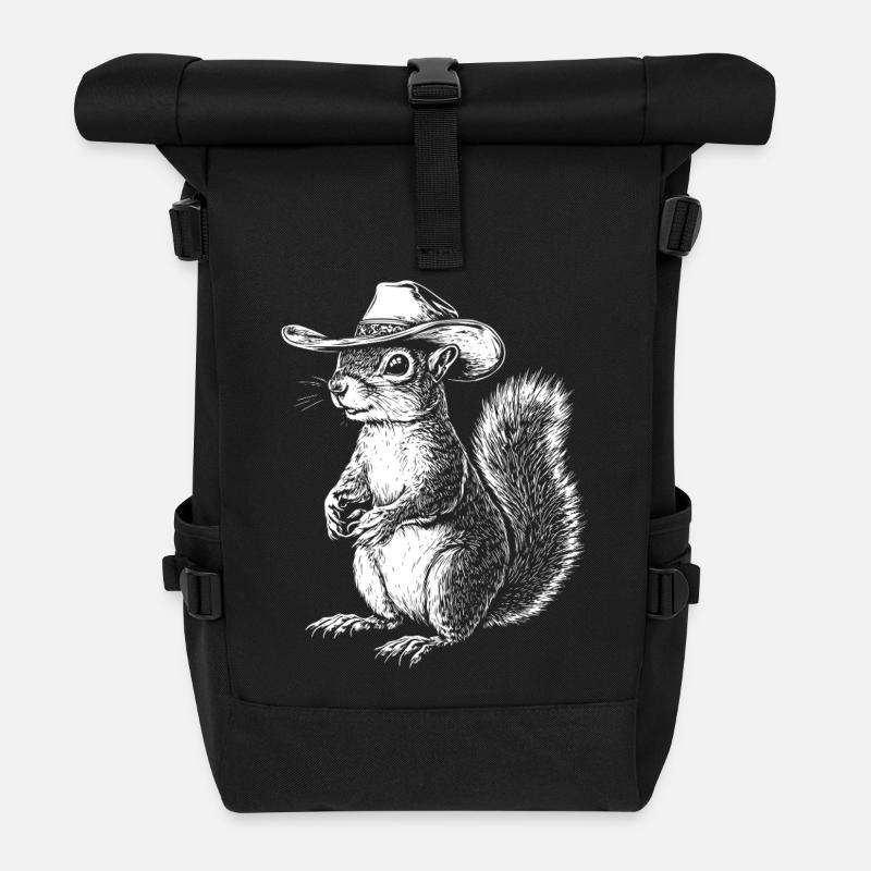 Eichhörnchen Cowboy Hut Western - Rolltop Rucksack - Schwarz