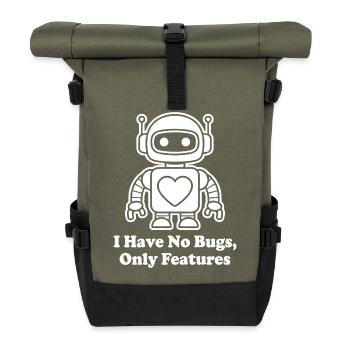 Herzroboter Nur Features - Rolltop Rucksack - Olive/Schwarz - Vorne