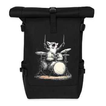 Fox Drums Drummer Music Rock Wildlife - Roll Top Backpack - black - Front