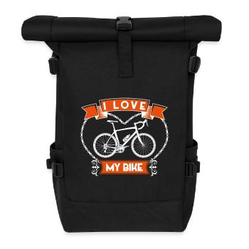 I Love My Bike Vintage Banner - Roll Top Backpack - black - Front