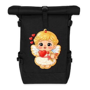 Keks Motiv süßer Valentinsengel mit Herz  - Rolltop Rucksack - Schwarz - Vorne