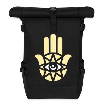 Hamsa Hand Ornament - Rolltop Rucksack - Schwarz - Vorne