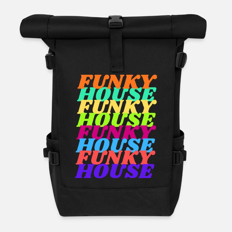 Funky House Vibes - Rolltop Rucksack - Schwarz