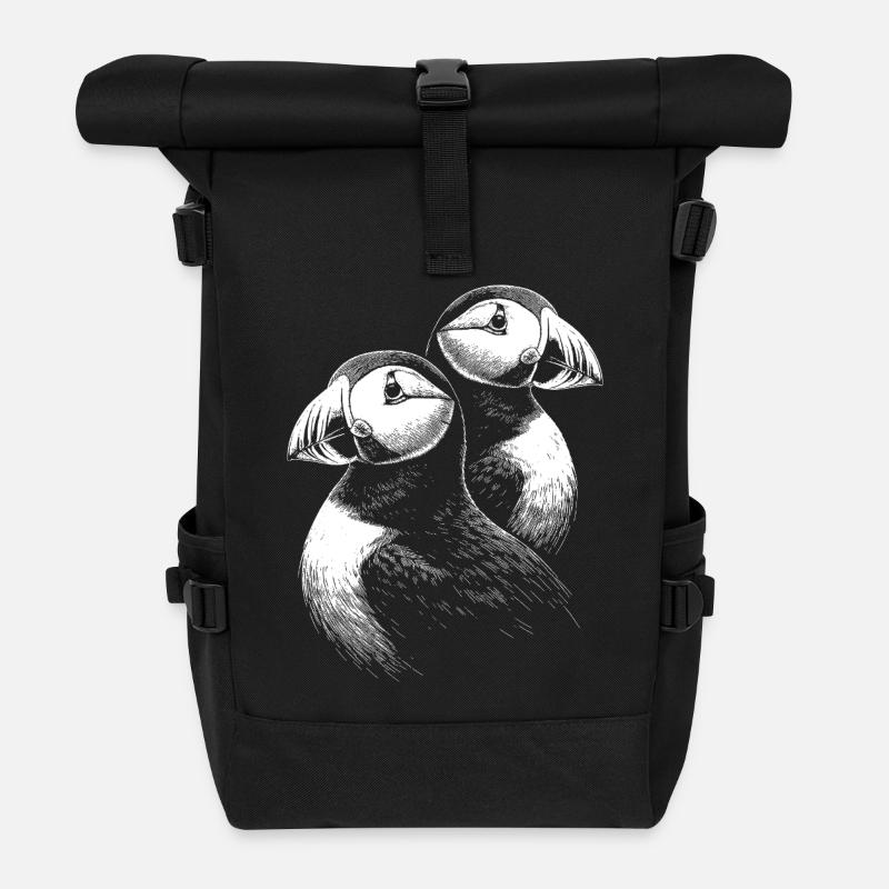 Macareux - Sac à dos roll top - noir