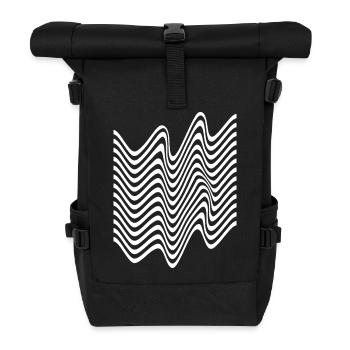 Wellenartige monochrome Streifen - Rolltop Rucksack - Schwarz - Vorne