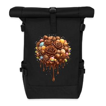 Chocolate Bouquet with Pralines Illustration - Roll Top Backpack - black - Front