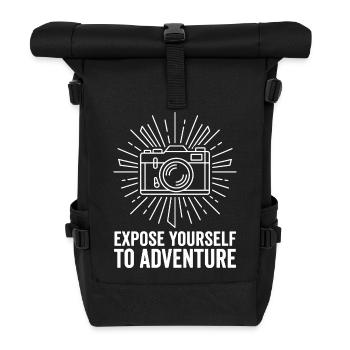 Expose Yourself To Adventure - Rolltop Rucksack - Schwarz - Vorne