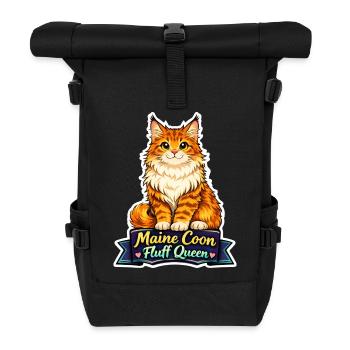 Maine Coon Fluff Queen Katze Design - Rolltop Rucksack - Schwarz - Vorne