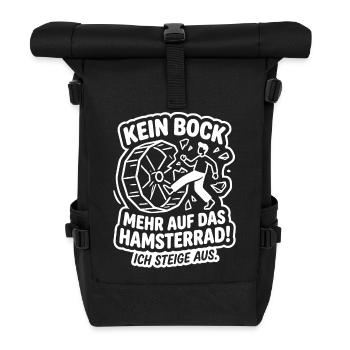 Kein Bock mehr auf Hamsterrad Ich steige aus - Rolltop Rucksack - Schwarz - Vorne