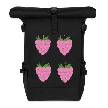 Raspberry Double Cluster Pattern - Roll Top Backpack - black - Front
