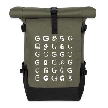 Ornate G Glyphs Mosaic - Roll Top Backpack - olive/black - Front